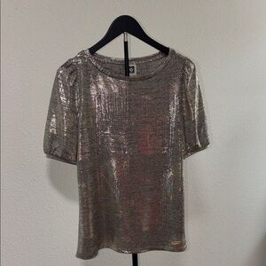 Ann Klein Metallic Short Sleeve Top